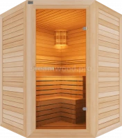 Трехместная угловая финская сауна Classic из кедра