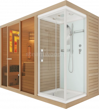 Четырехместная комбинированная сауна Comfort  из кедра с Душевой кабиной